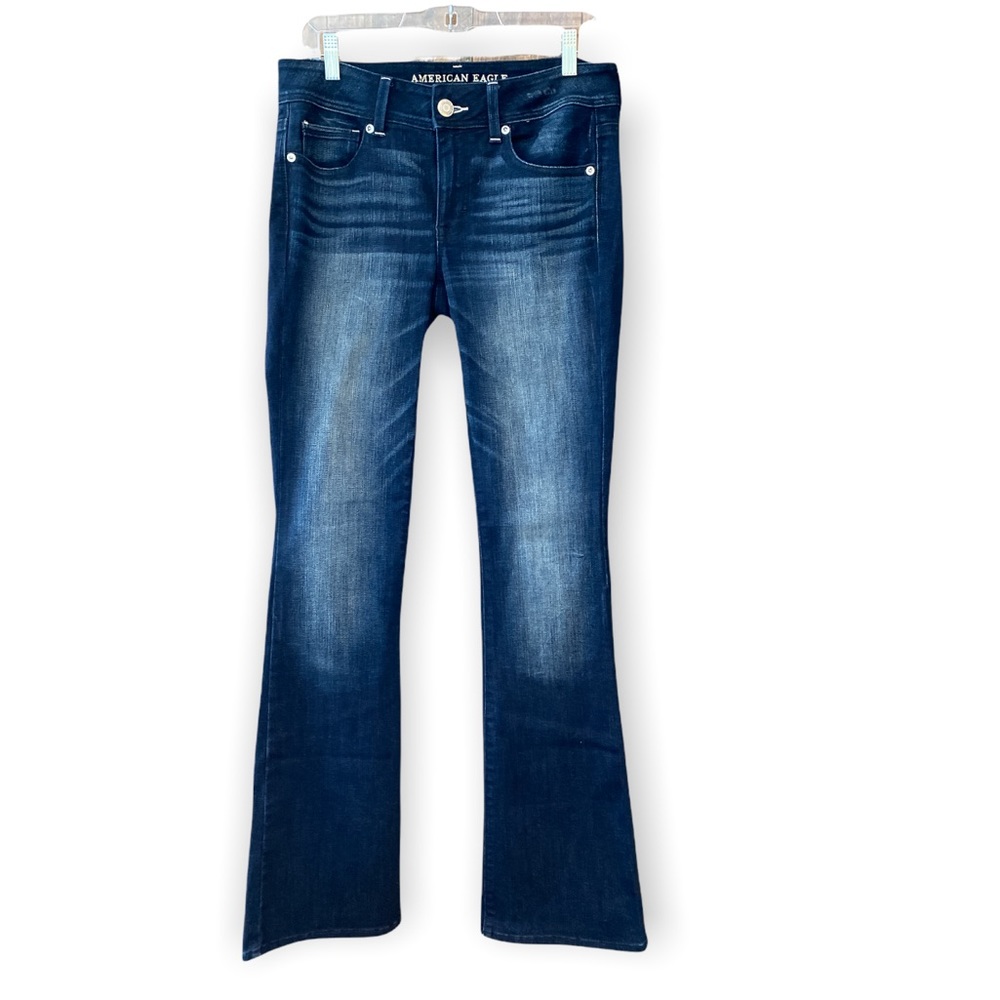 American Eagle 8 Blue Darkwash Super Stretch Kick Boot Denim Jeans